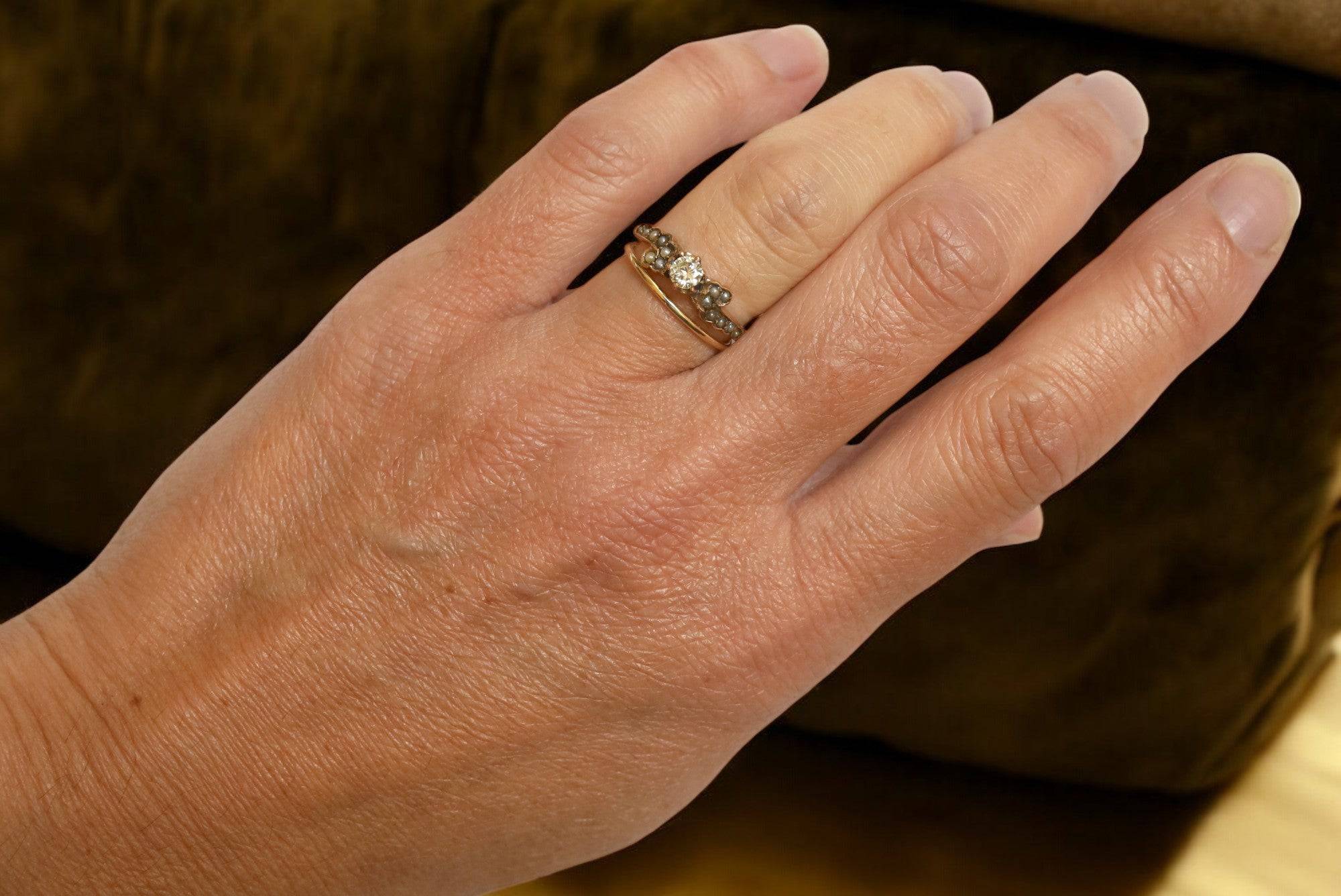 Victorian Diamond Ring with Pearls & Diamonds - Petra Star