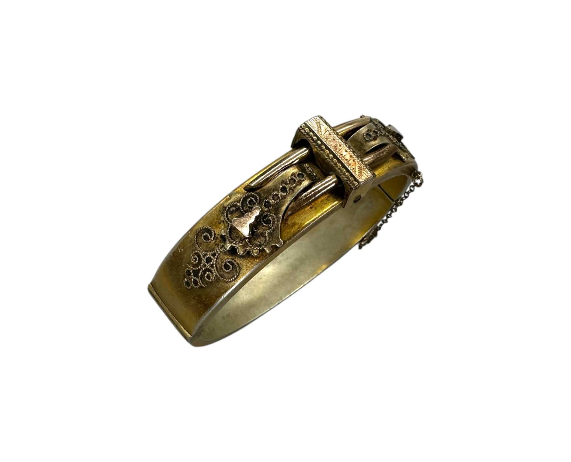 Victorian Etruscan Revival Bangle Bracelet - Petra Star