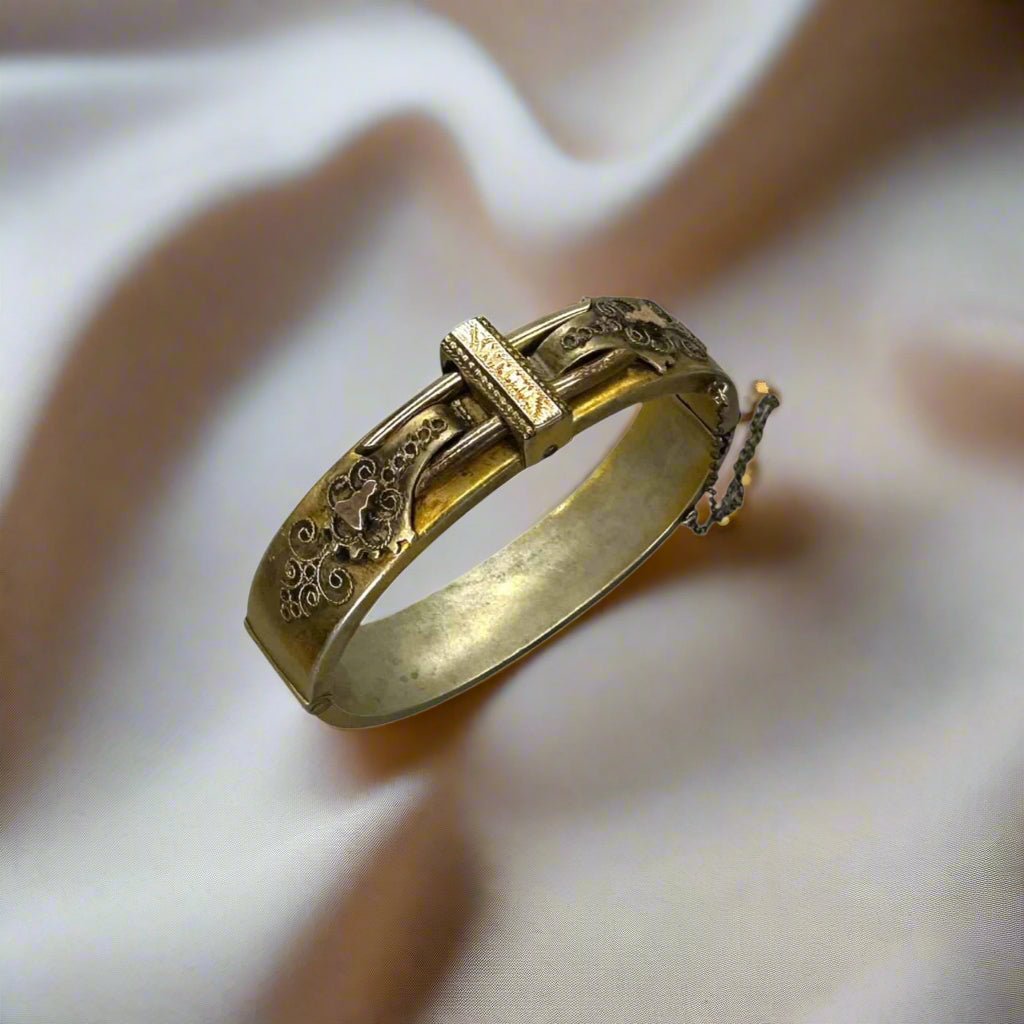 Victorian Etruscan Revival Bangle Bracelet - Petra Star