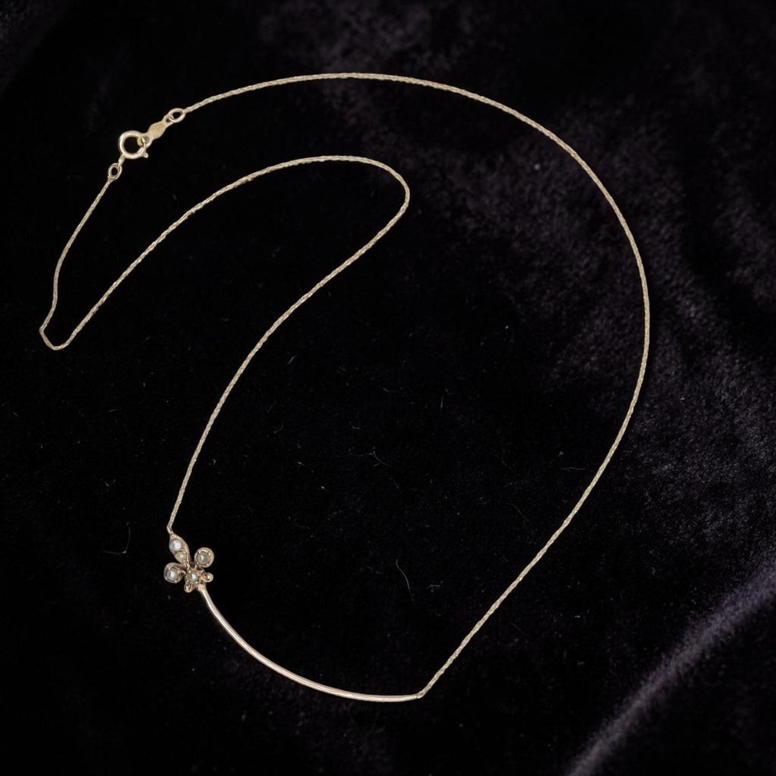 Victorian Fleur-de-Lys Pendant Necklace | Solid 10K Pink Gold & Pearl | Circa 1880 | Petra Star - Petra Star