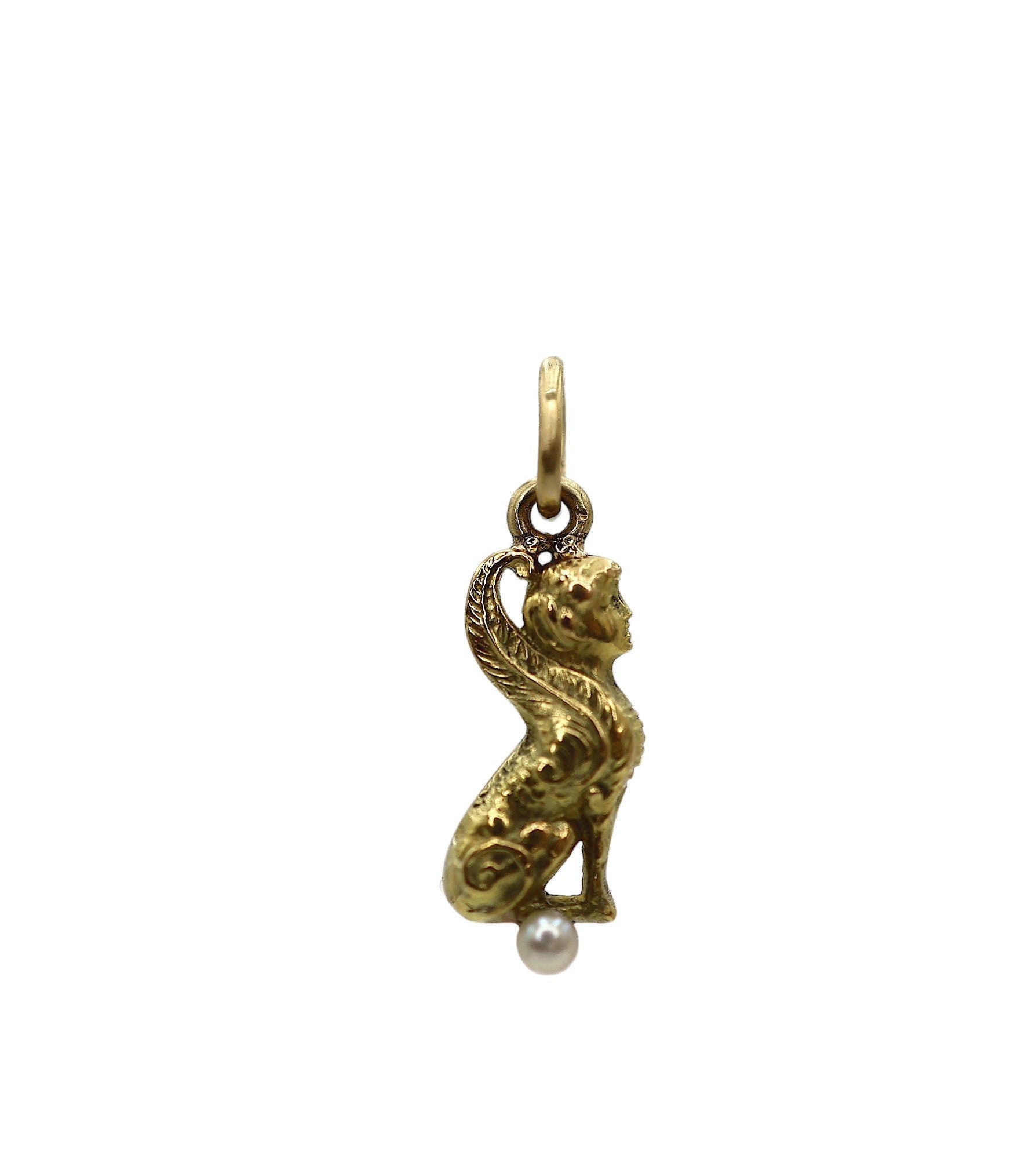 Victorian Gold Charms Sphinx Pendant Griffin Charm 14k Gold - Petra Star