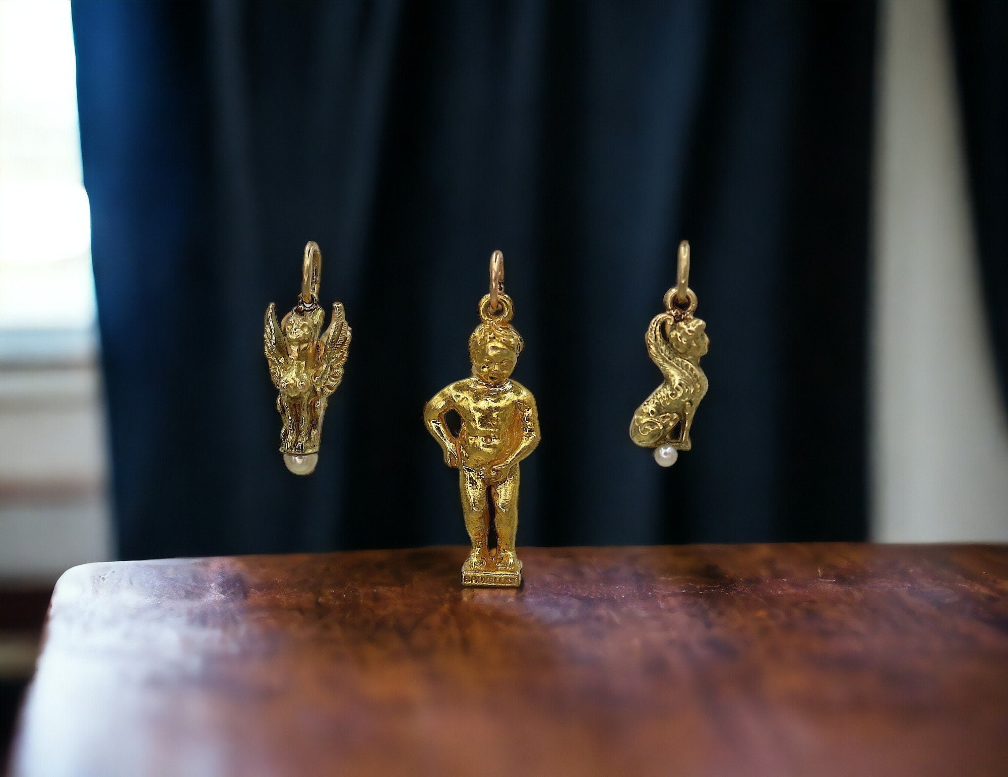 Victorian Gold Charms Sphinx Pendant Griffin Charm 14k Gold - Petra Star
