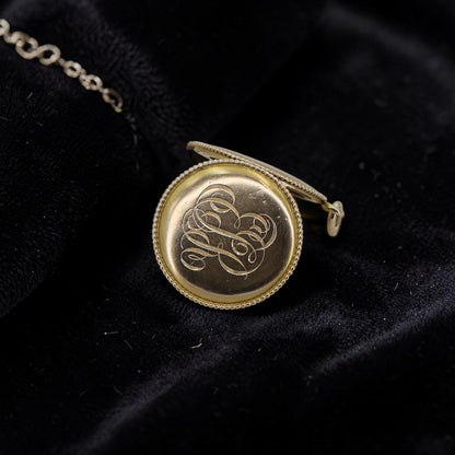 Antique Victorian 14k Gold Locket | Coin Edge | Engraved Monogram EJR | Petra Star - Petra Star
