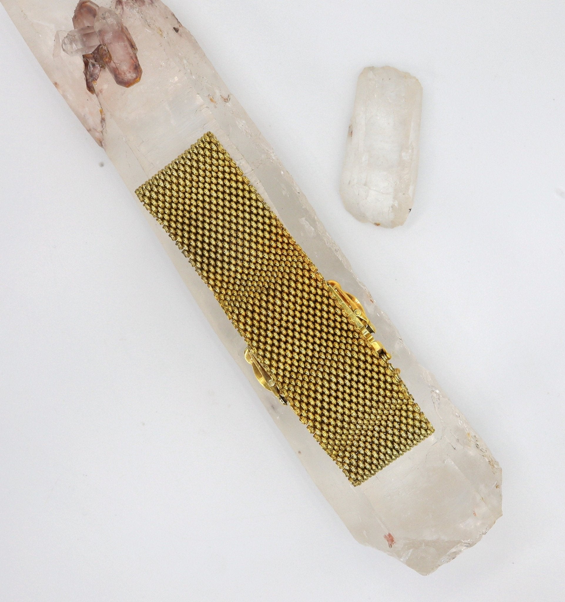 Victorian Mesh Buckle Bracelet circa 1890 in 18k Yellow Gold - Petra Star