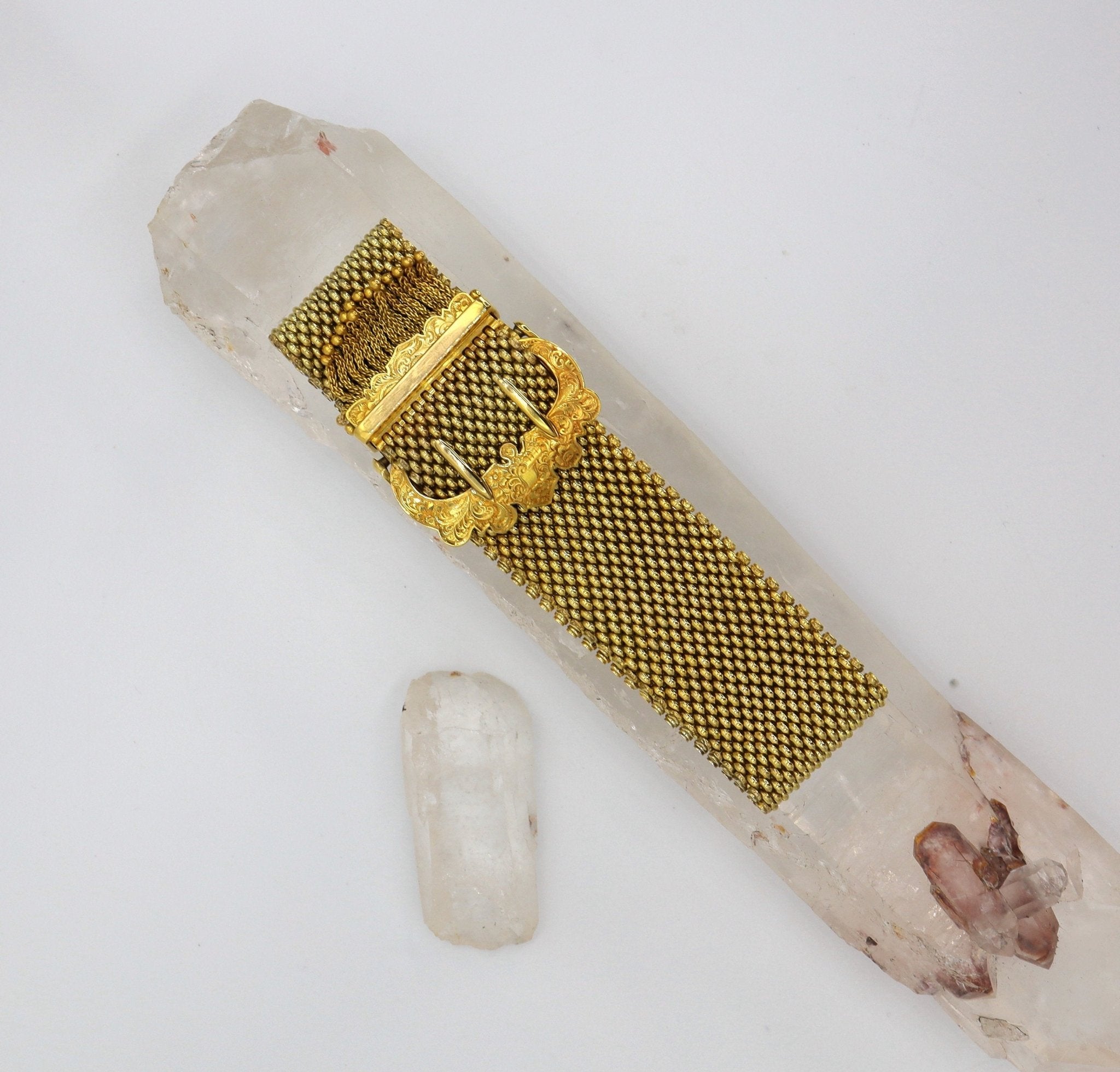Victorian Mesh Buckle Bracelet circa 1890 in 18k Yellow Gold - Petra Star