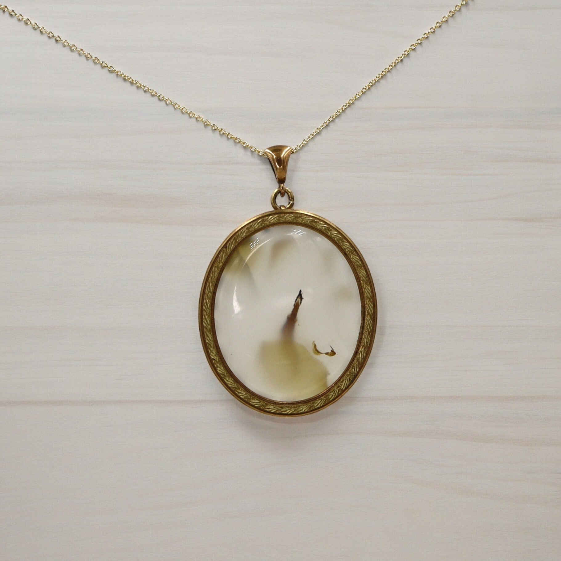 Victorian Moss Agate & Gold-Filled Pendant - Petra Star