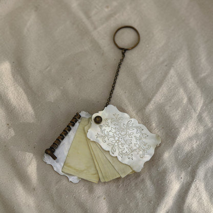 Victorian Mother of Pearl Notepad with Brass Chain - Petra Star