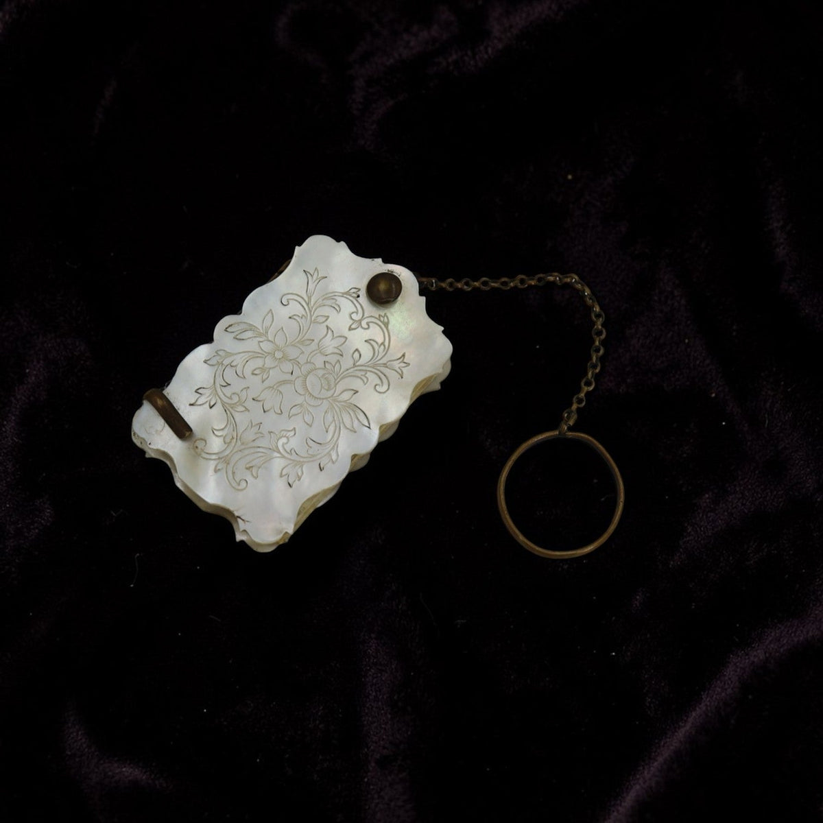 Victorian Mother of Pearl Notepad with Brass Chain - Petra Star