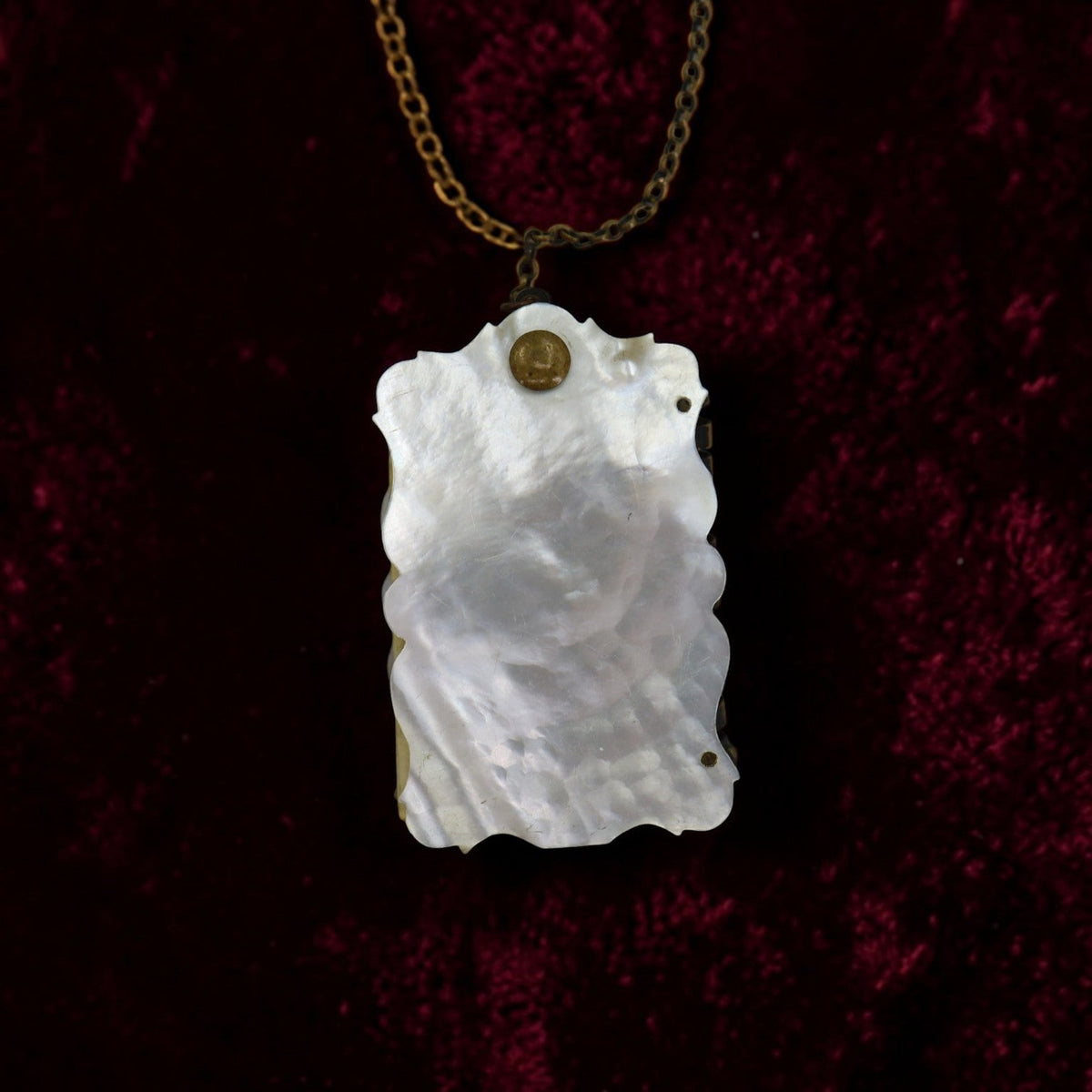 Victorian Mother of Pearl Notepad with Brass Chain - Petra Star