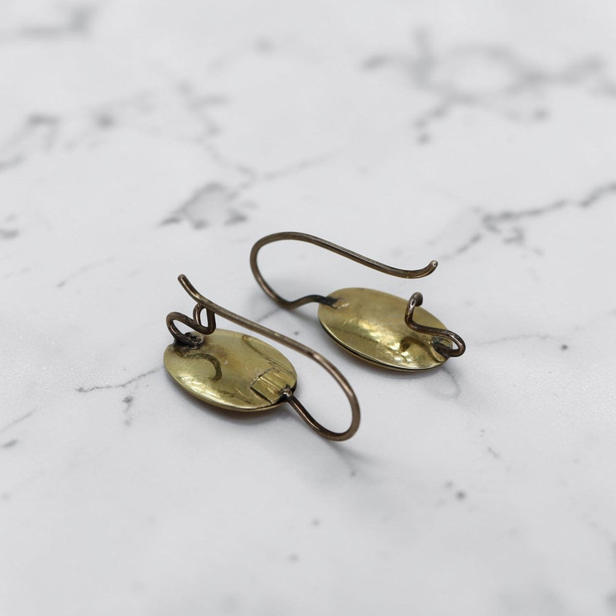 Victorian Mourning Greek Key Drop Earrings – Enamel Cross & 14k Yellow Gold - Petra Star
