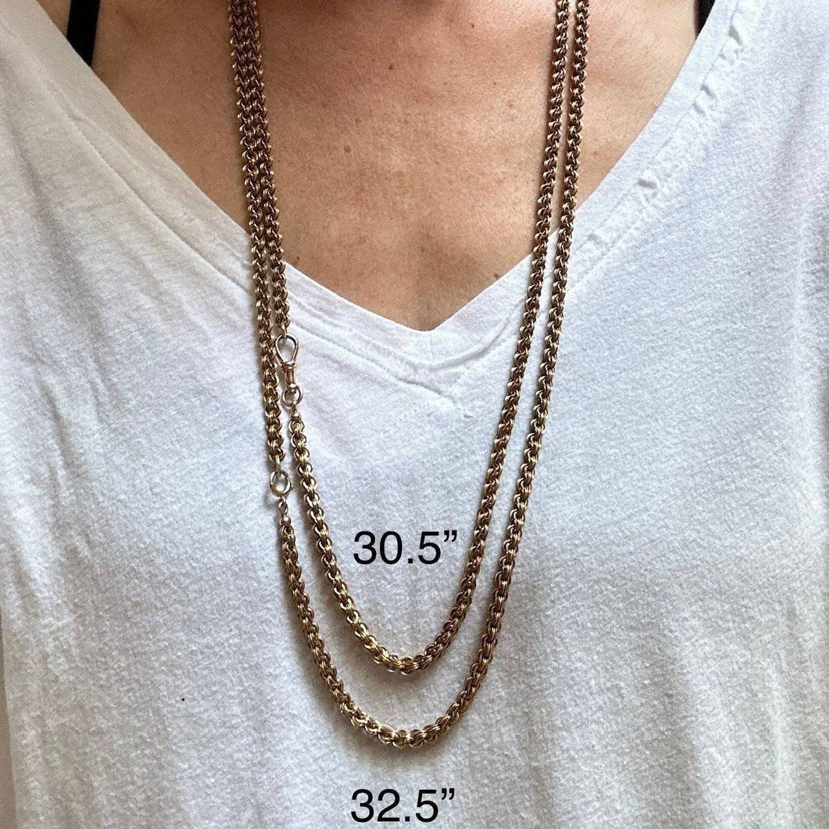 Victorian Necklace 14k Gold Victorian Heavy Slide Chain 5.1 mm Wide 30.5" & 32.5" Length - DK232 - Petra Star
