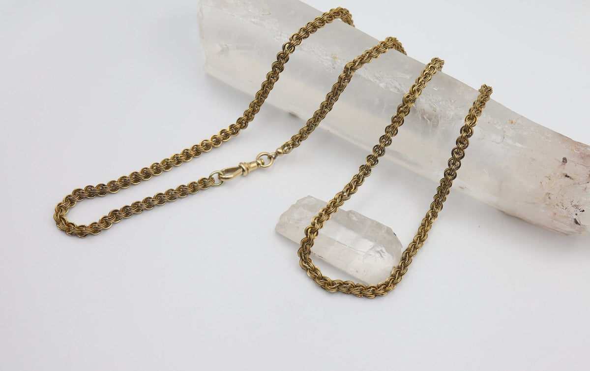 Victorian Necklace 14k Gold Victorian Heavy Slide Chain 5.1 mm Wide 30.5" & 32.5" Length - DK232 - Petra Star