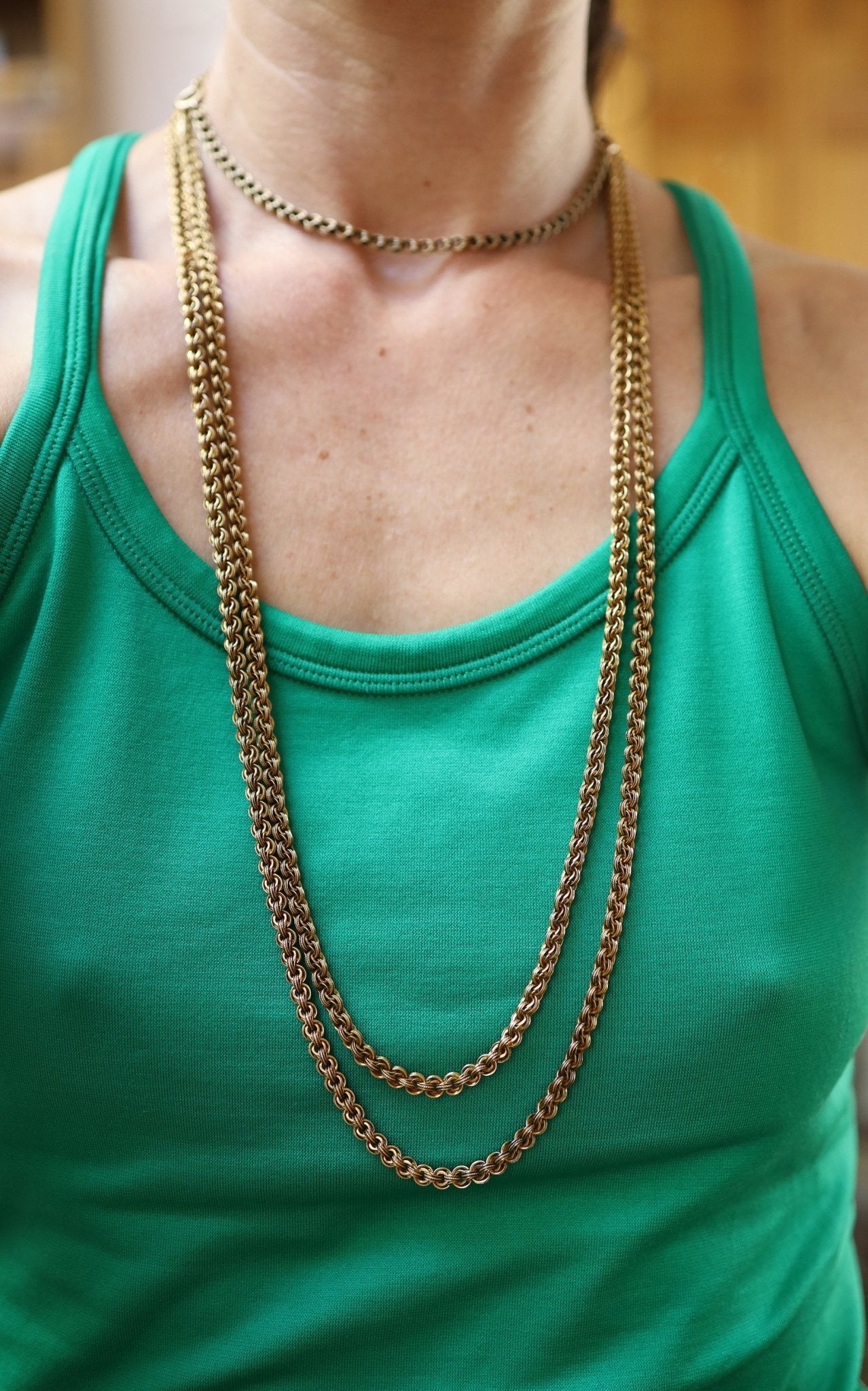 Victorian Necklace 14k Gold Victorian Heavy Slide Chain 5.1 mm Wide 30.5" & 32.5" Length - DK232 - Petra Star