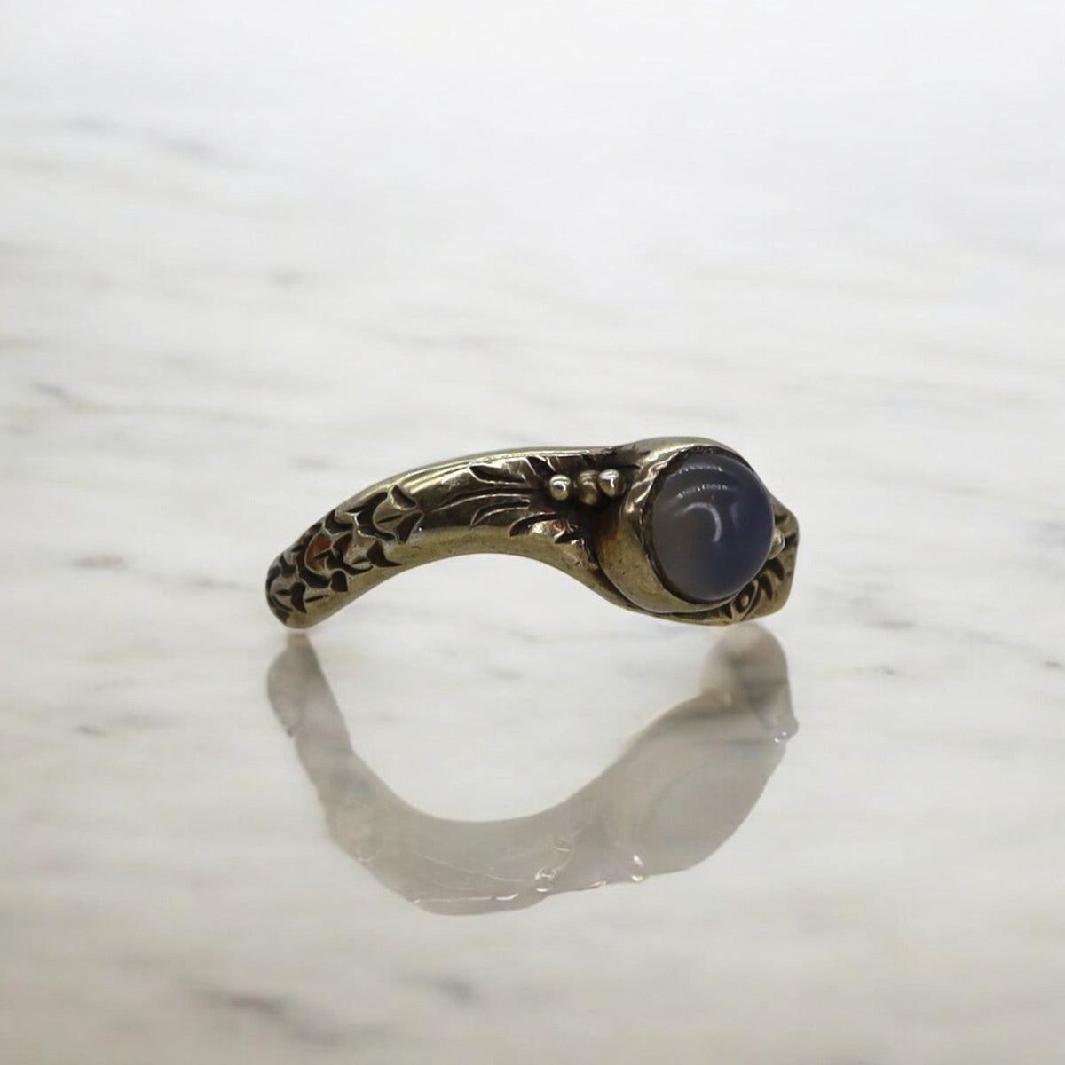 Victorian Ouroboros Snake Moonstone Ring - Petra StarRing