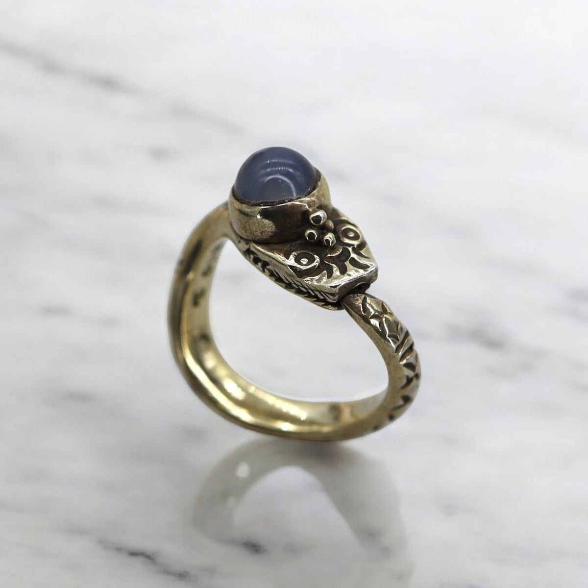 Victorian Ouroboros Snake Moonstone Ring - Petra StarRing