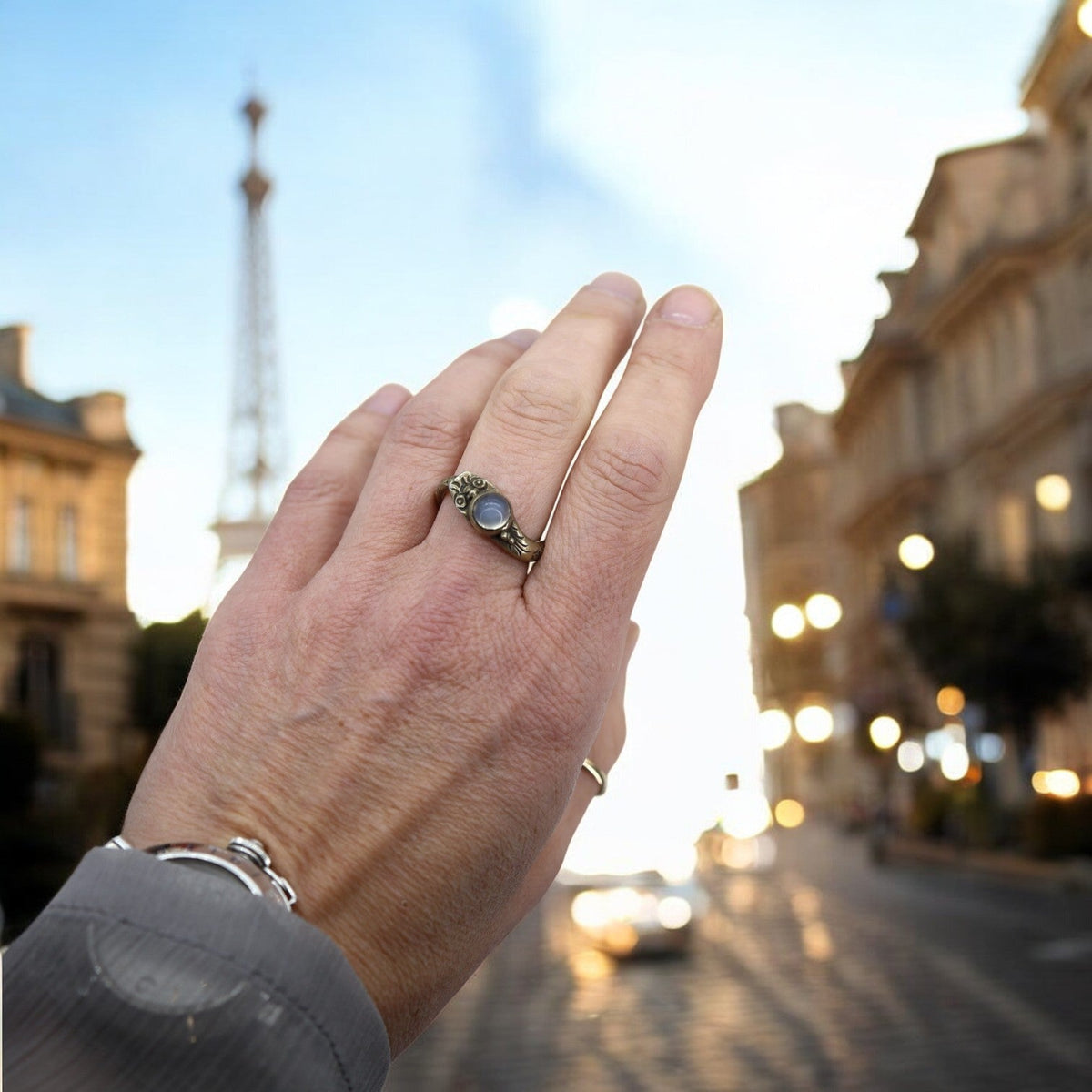 Victorian Ouroboros Snake Moonstone Ring - Petra StarRing