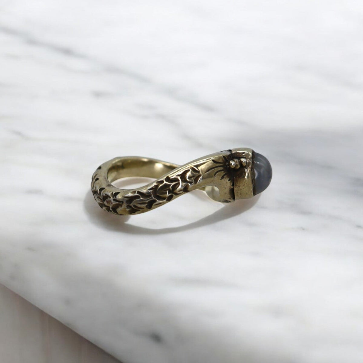 Victorian Ouroboros Snake Moonstone Ring - Petra StarRing