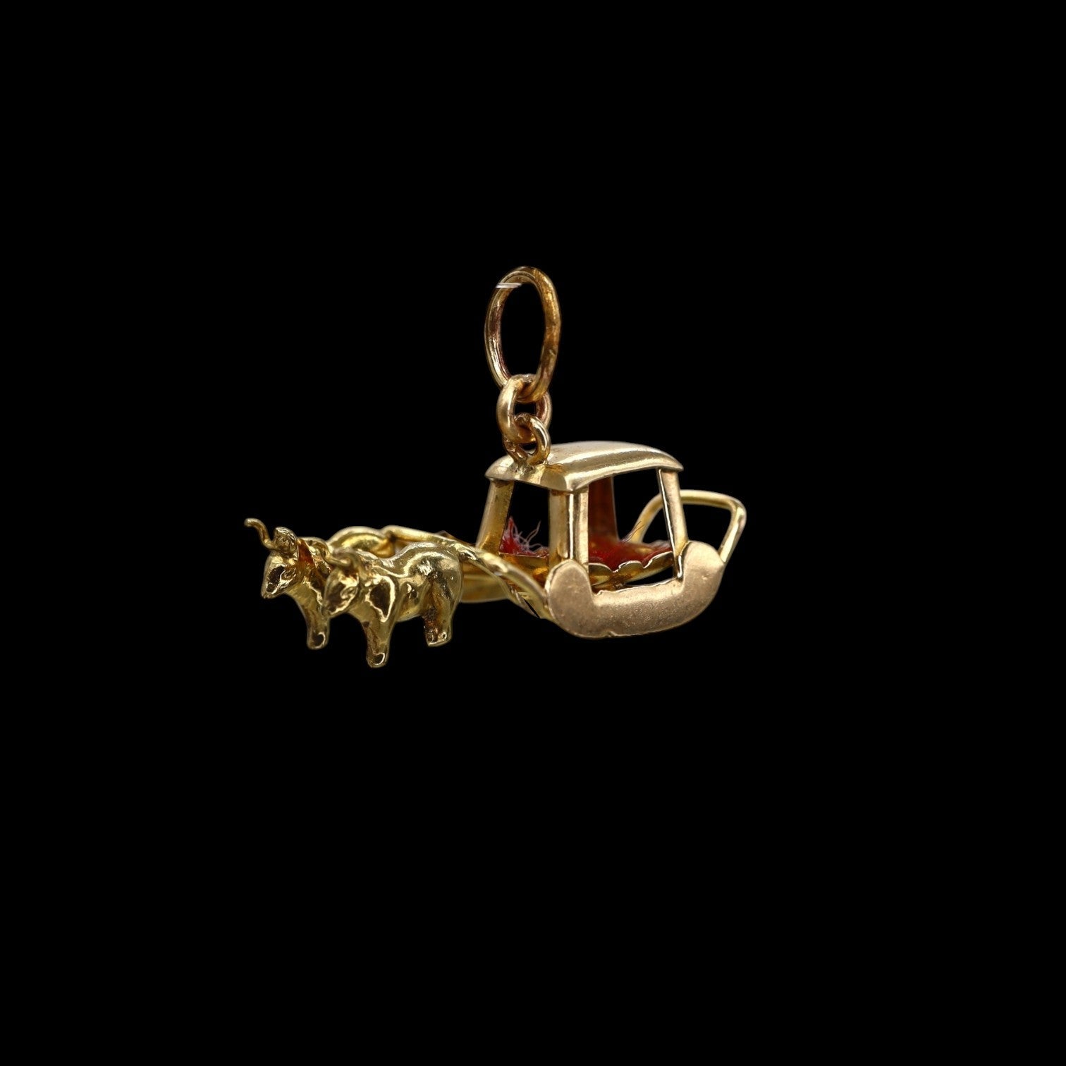 Victorian Ox & Buggy Charm in 14k Gold - Petra Star