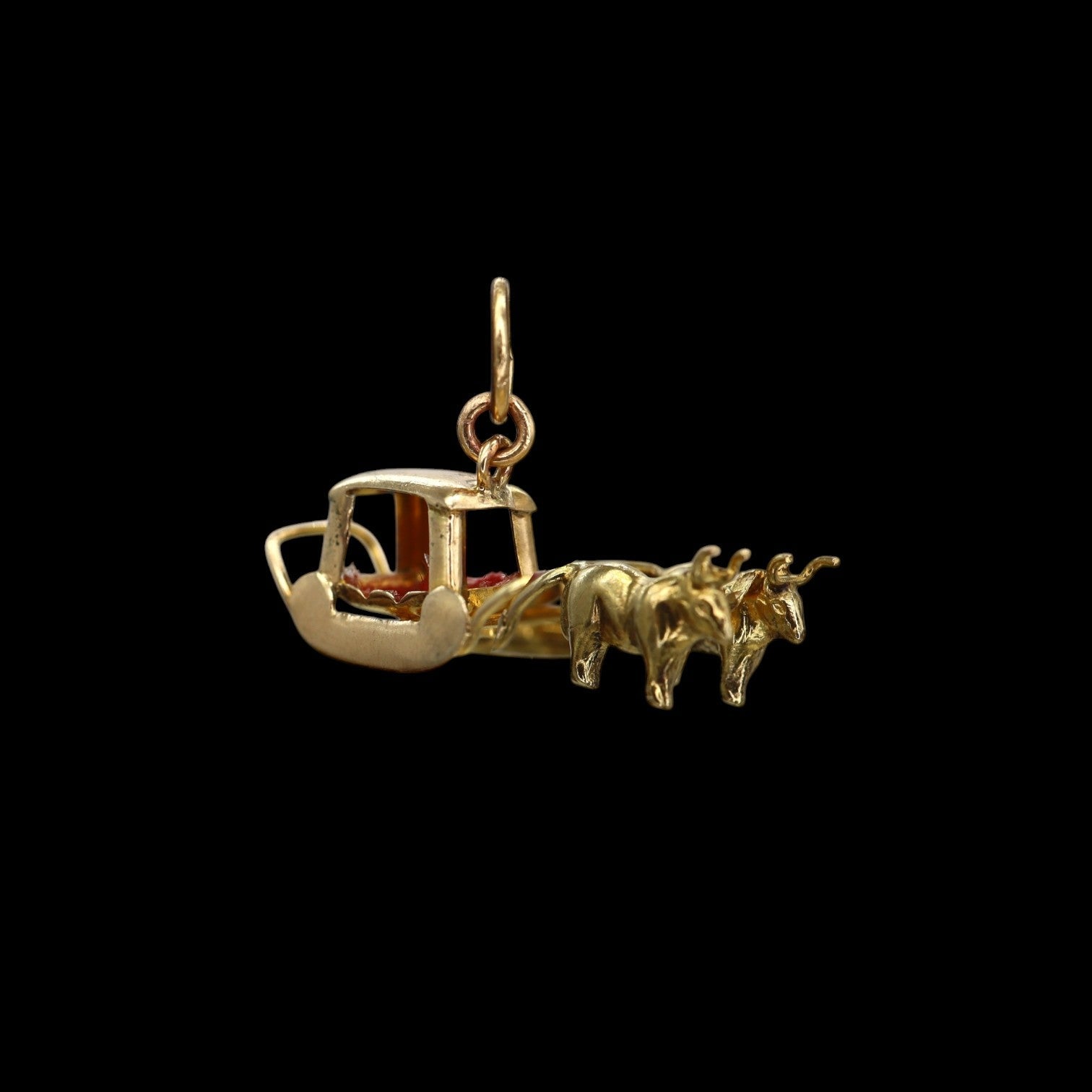 Victorian Ox & Buggy Charm in 14k Gold - Petra Star
