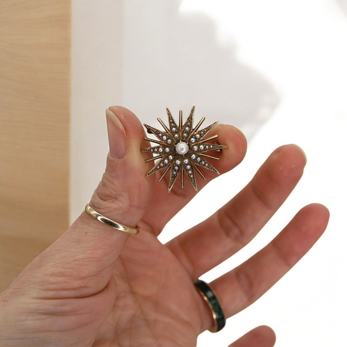 Victorian Pearl Starburst Convertible Pendant - Petra Star