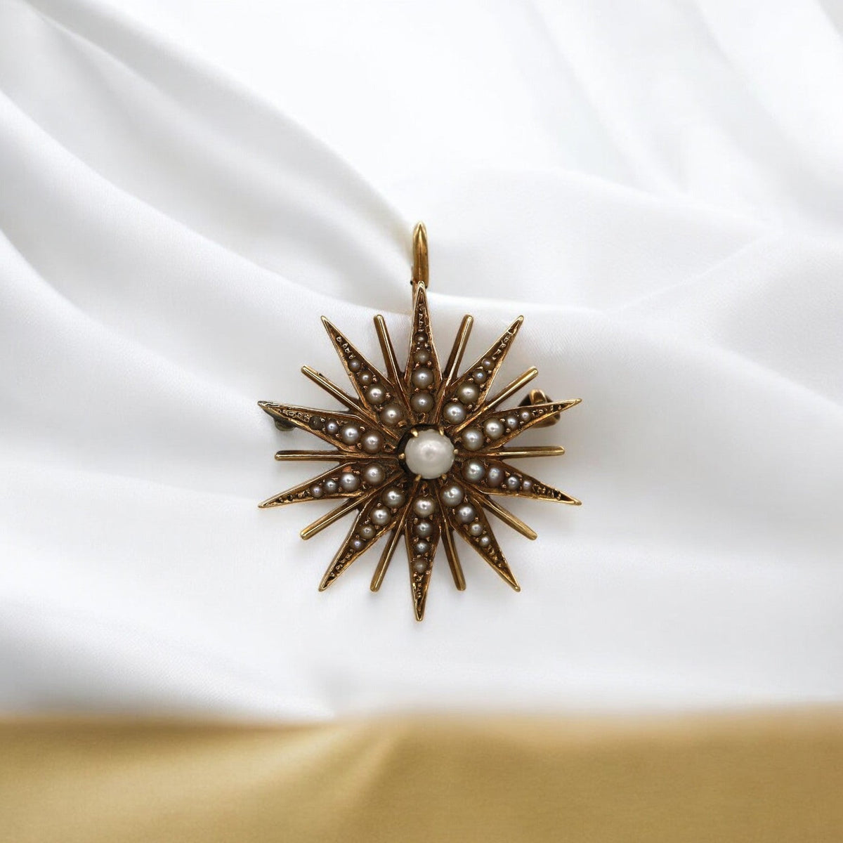 Victorian Pearl Starburst Convertible Pendant - Petra Star