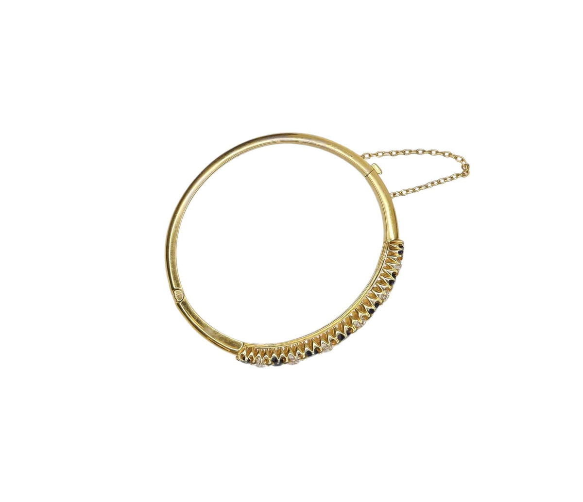 Victorian Sapphire & Diamond Bracelet – Antique 14k Gold, Old European Cuts - Petra Star