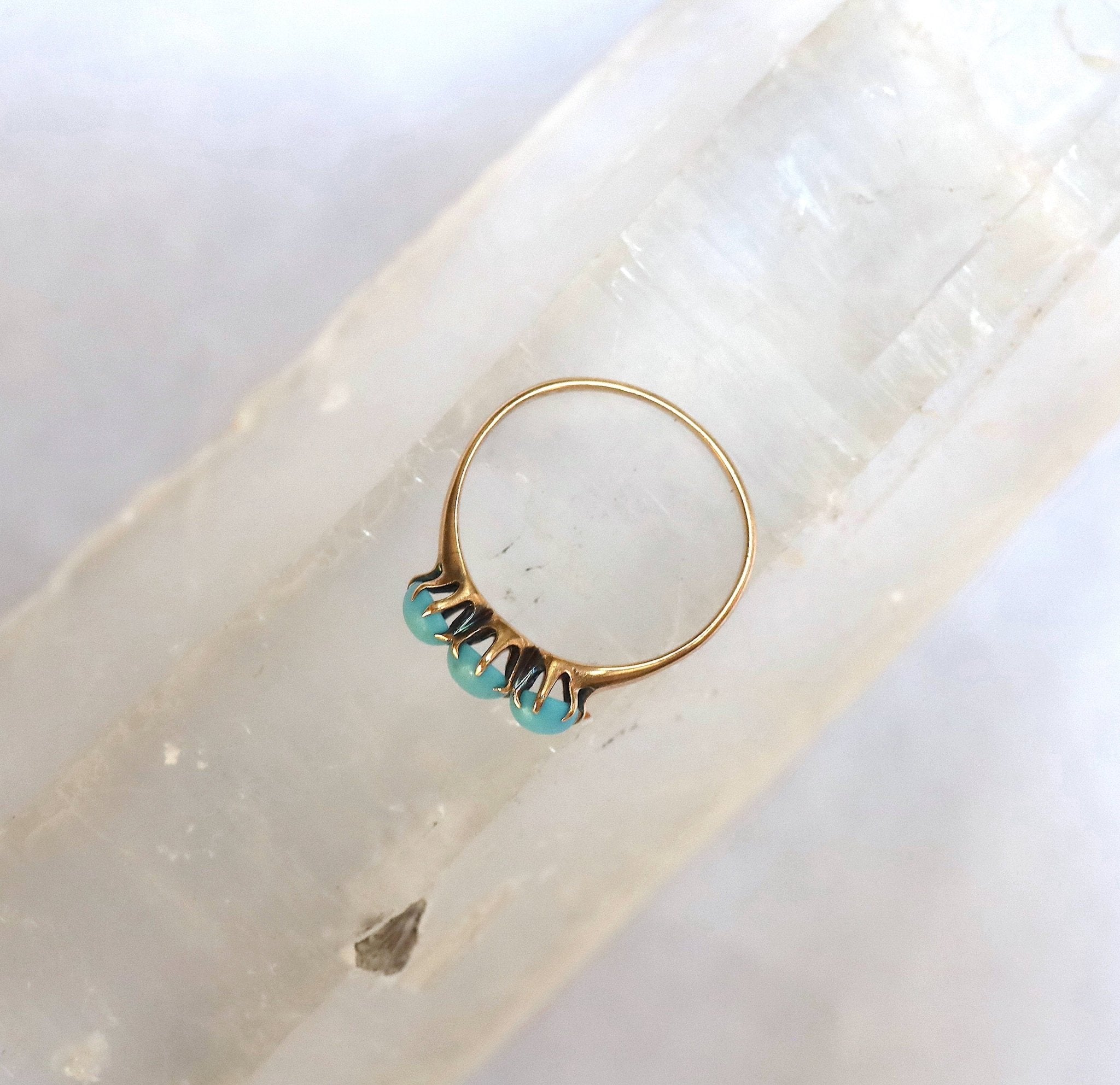 Victorian Three-Stone Turquoise Ring - Petra Star