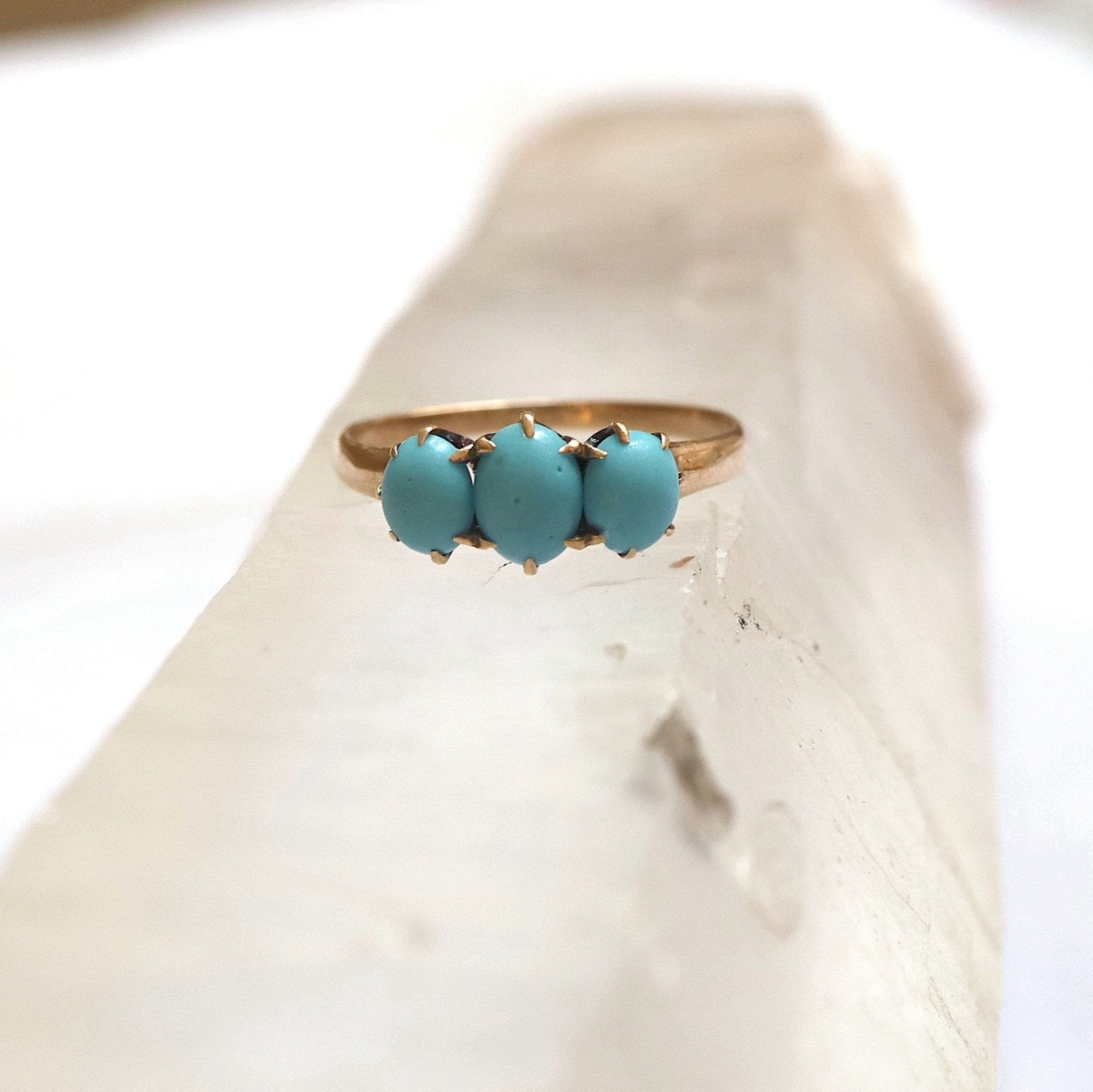 Victorian Three-Stone Turquoise Ring - Petra Star