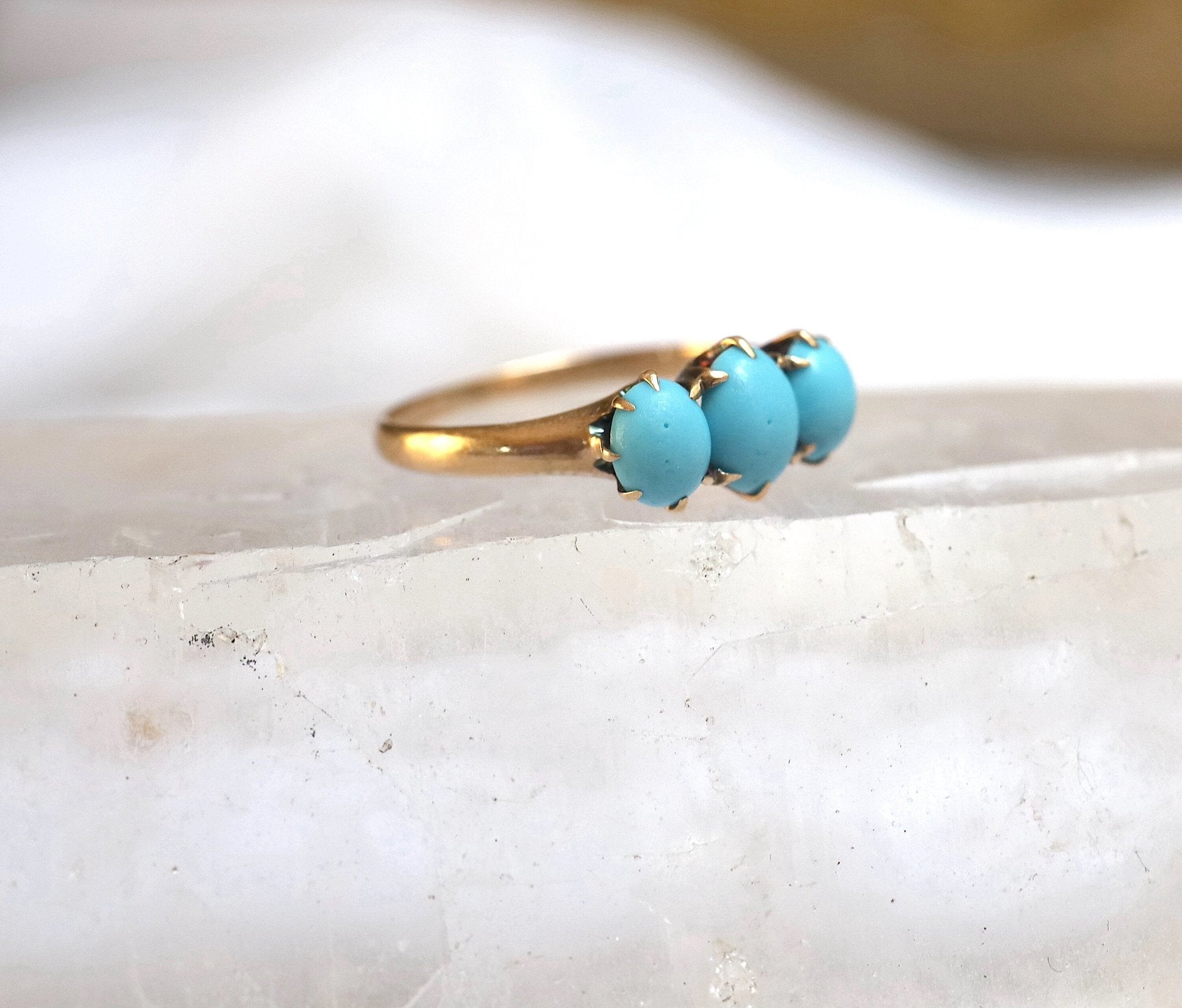 Victorian Three-Stone Turquoise Ring - Petra Star