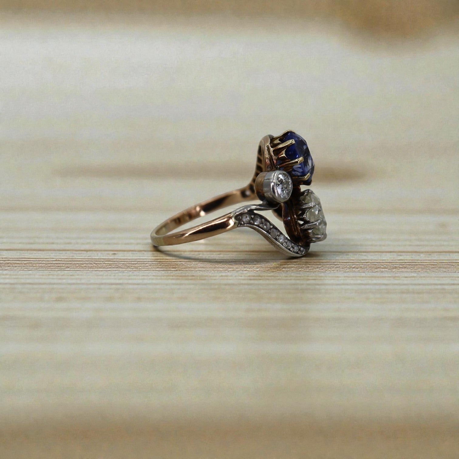 Victorian Toi et Moi Sapphire and Diamond Ring - Petra Star