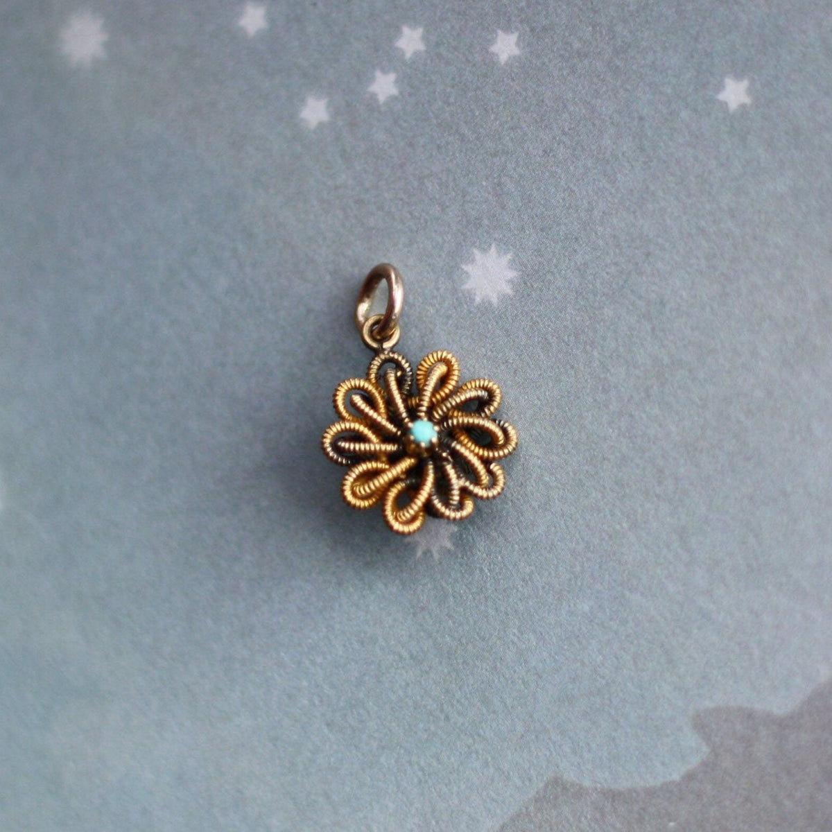 Victorian Turquoise & 10k Gold Pendant - Petra Star