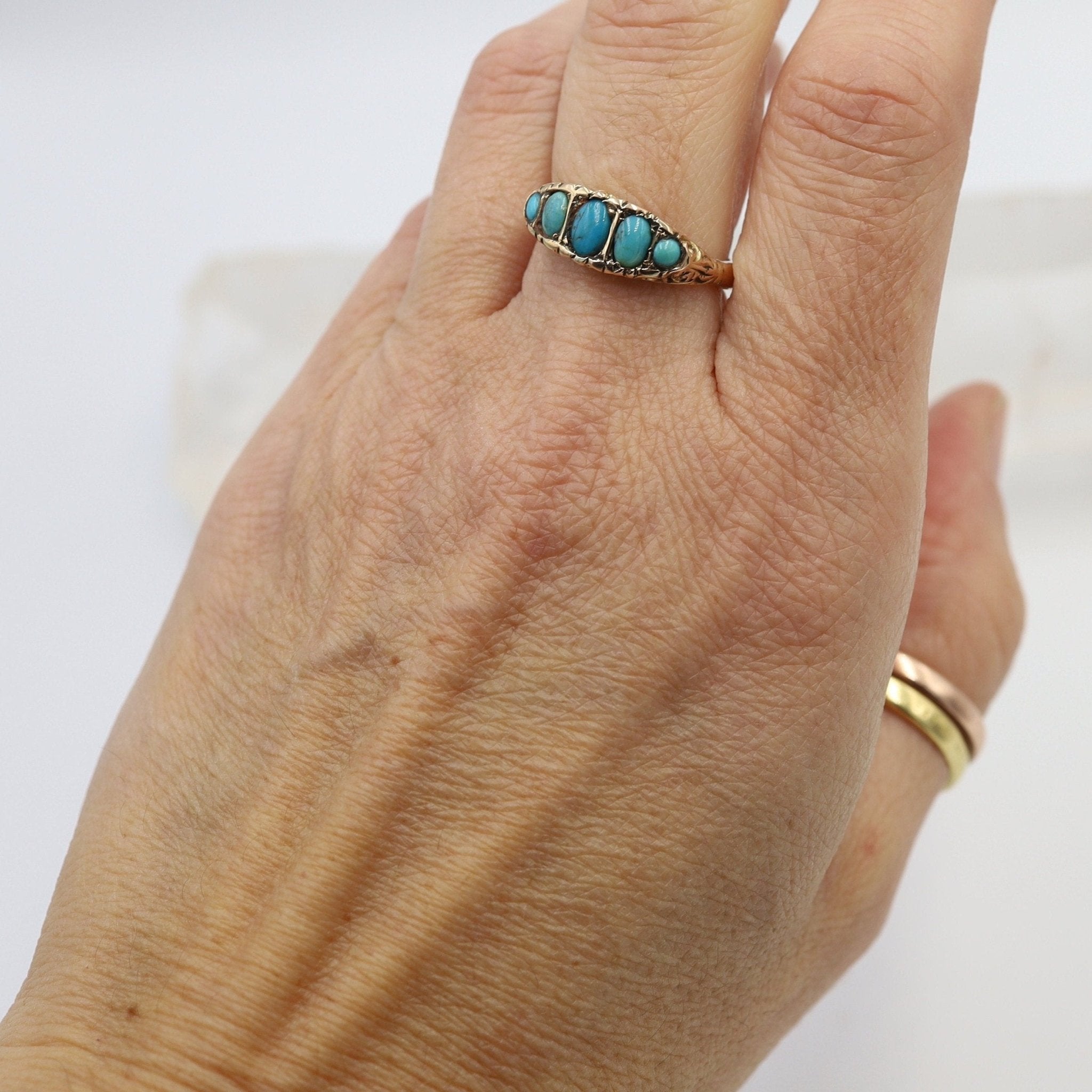 Victorian Turquoise Band in 9k & 14k Rose Gold - Petra Star