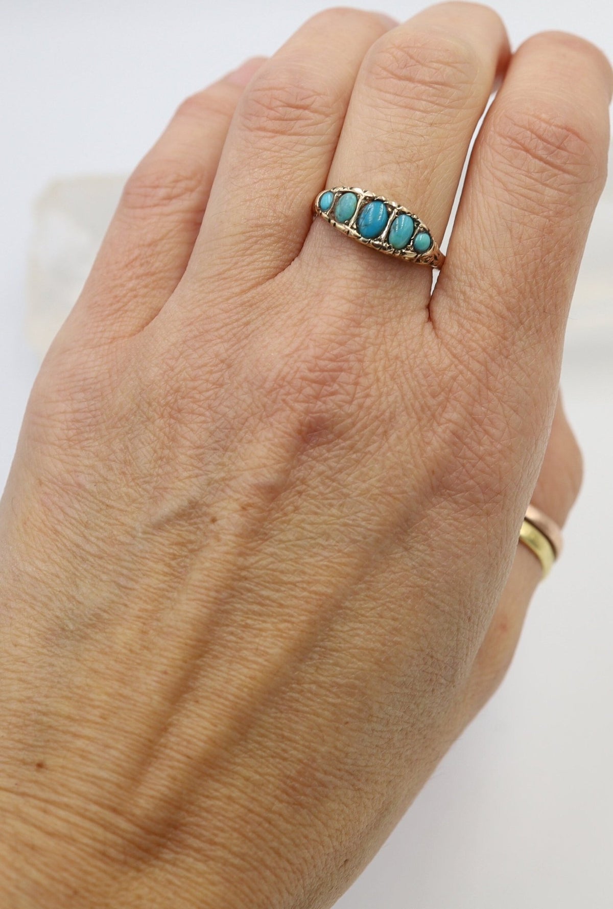 Victorian Turquoise Band in 9k & 14k Rose Gold - Petra Star