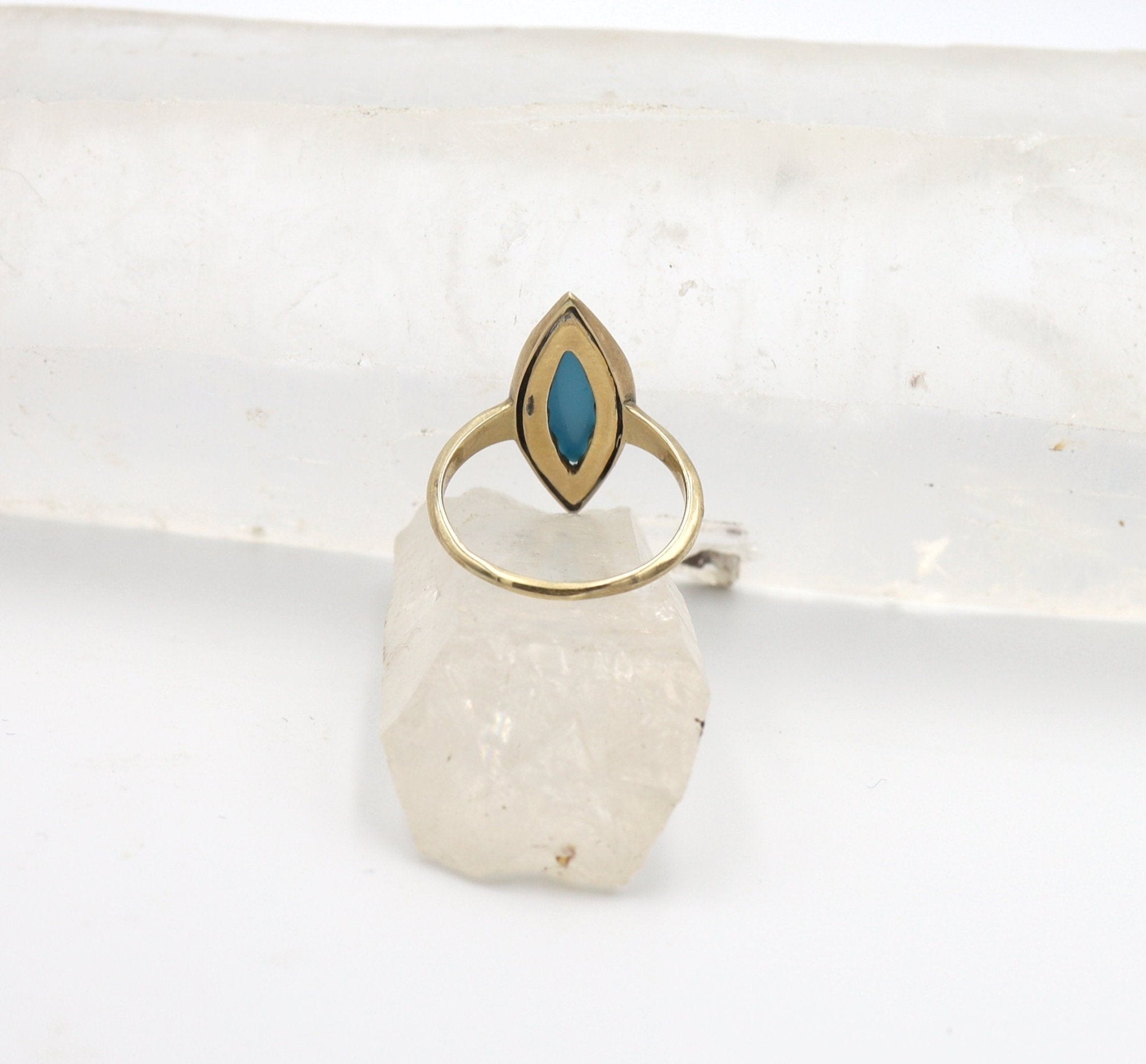 Victorian Turquoise & Pearl Navette Ring - Petra Star