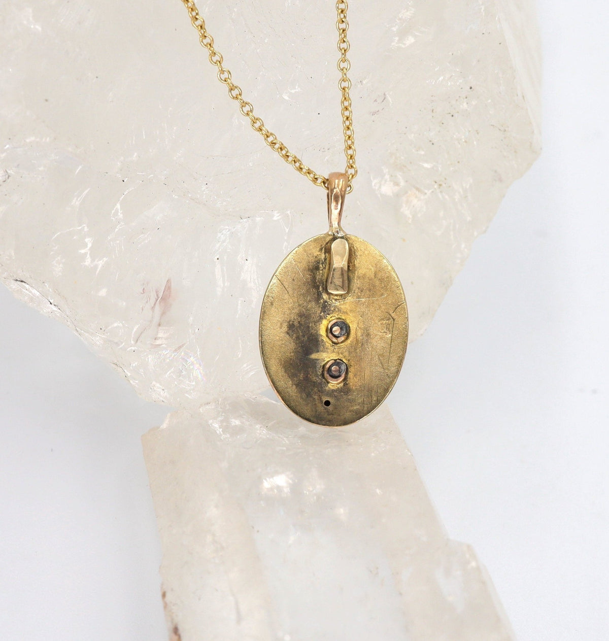 Victorian Turquoise Pendant with Ribbon in 14k Gold - Petra StarPendant