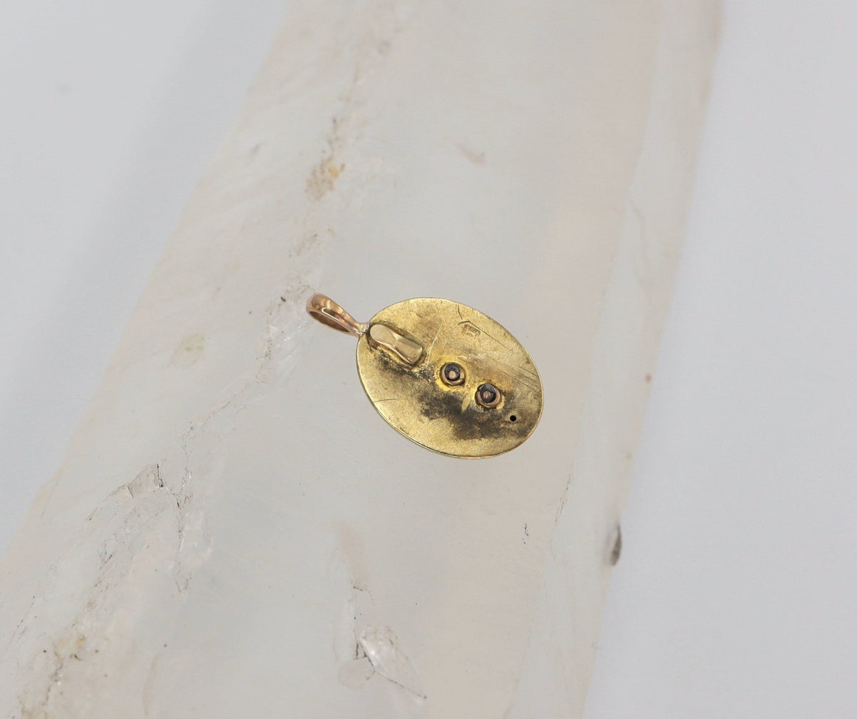 Victorian Turquoise Pendant with Ribbon in 14k Gold - Petra StarPendant