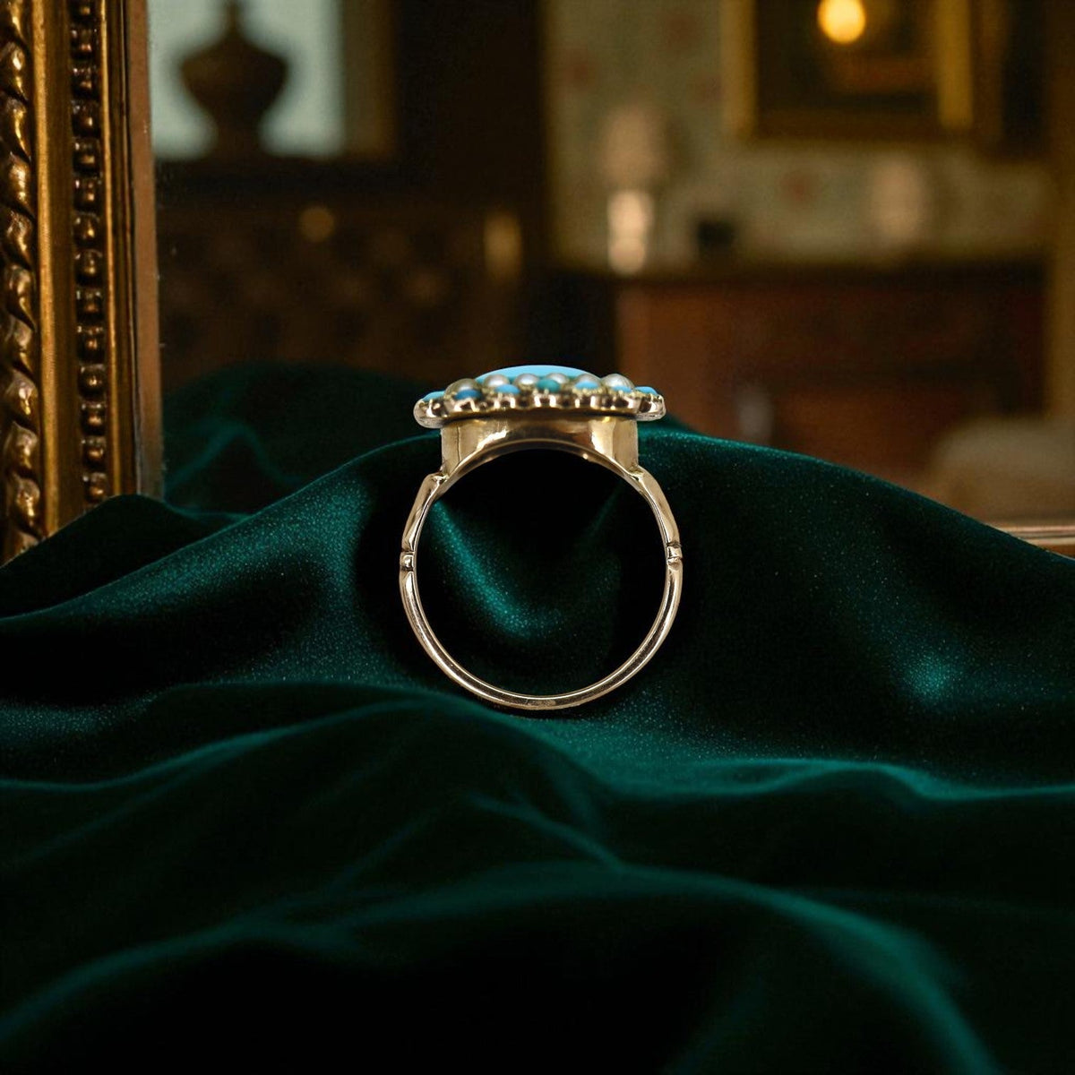 Victorian Turquoise Ring With Pearls - Petra Star