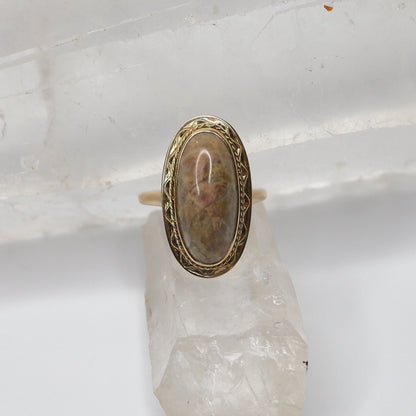 14k yellow gold ring agate