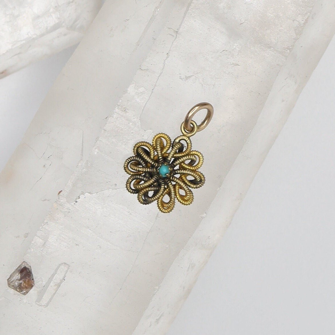 vintage gold flower charm