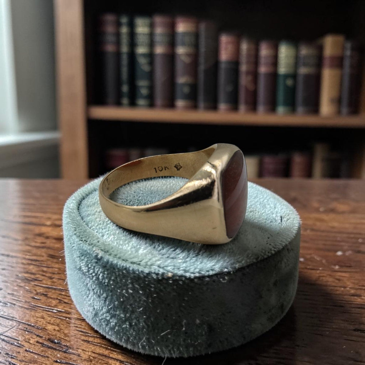 Vintage 10K Yellow Gold Carnelian Signet Ring — Handmade, Circa 1950s–60s, Size 10.5 - Petra StarRing