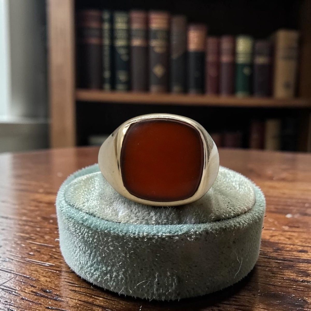 Vintage 10K Yellow Gold Carnelian Signet Ring — Handmade, Circa 1950s–60s, Size 10.5 - Petra StarRing