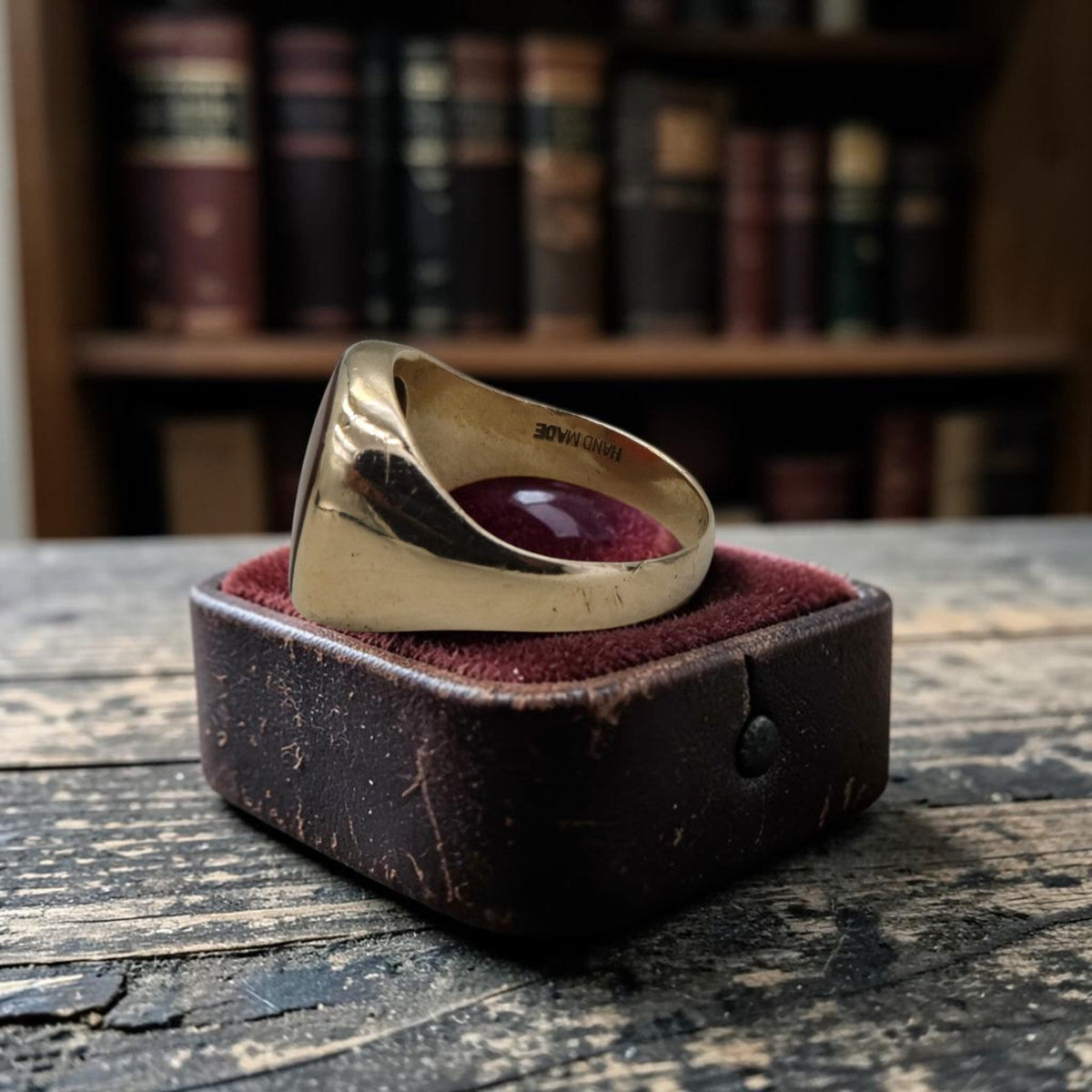 Vintage 10K Yellow Gold Carnelian Signet Ring — Handmade, Circa 1950s–60s, Size 10.5 - Petra StarRing