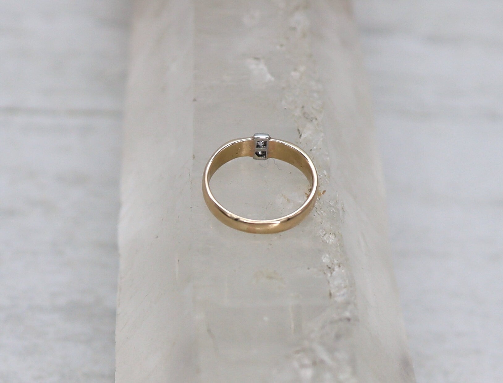 Vintage 14k Gold Diamond Pinky Ring 4MM Wide - Petra Star