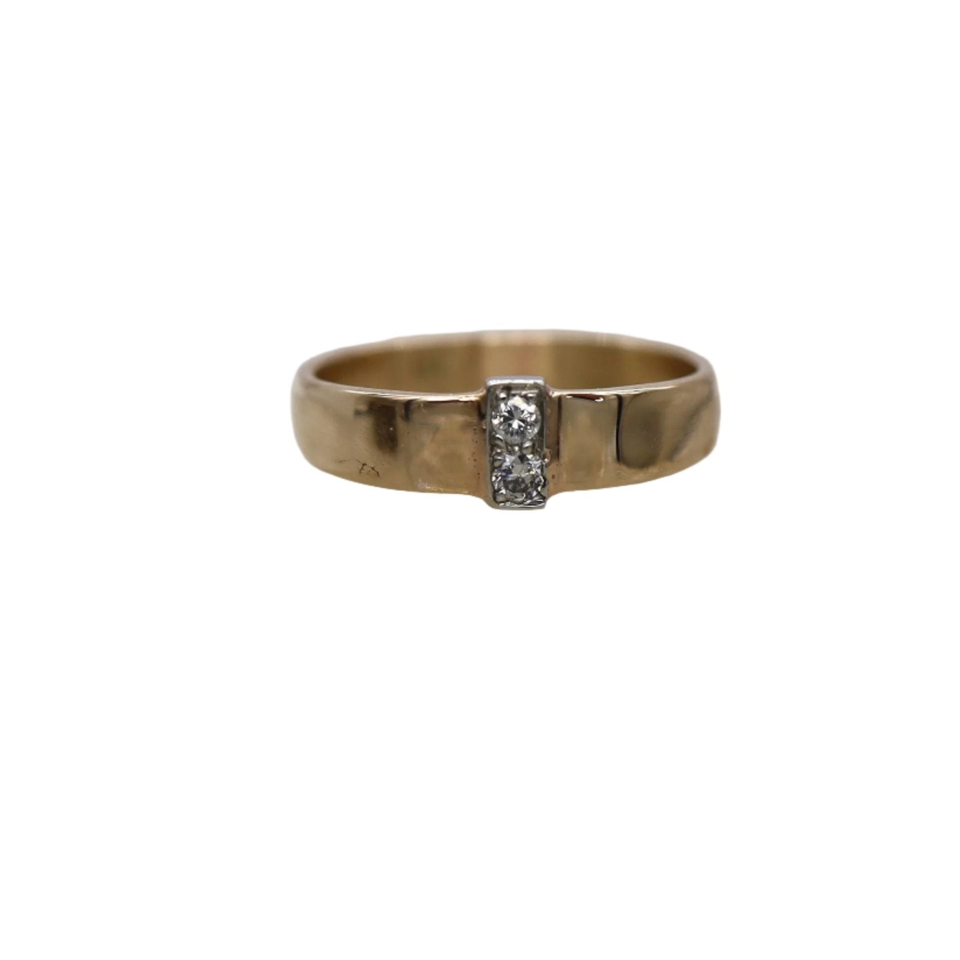 Vintage 14k Gold Diamond Pinky Ring 4MM Wide - Petra Star