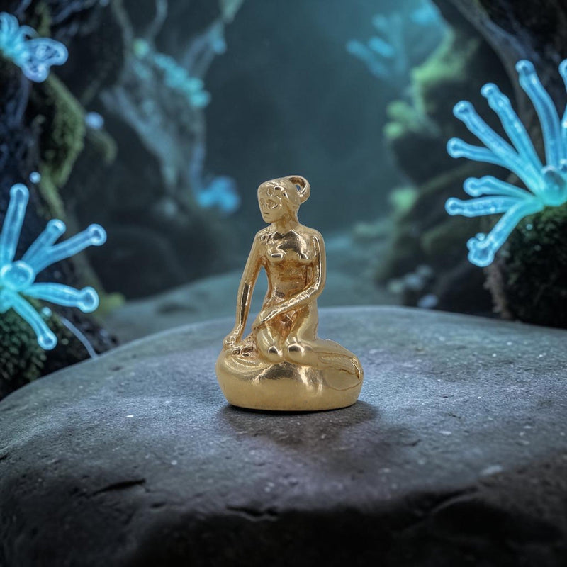 Vintage 14k Gold Mermaid Charm | Danish Hallmark BH 585 | Mid-Century Figural | Petra Star Vintage Vault