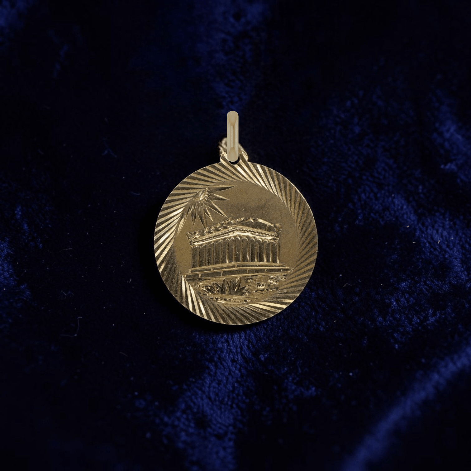 Vintage 1970s Acropolis Medallion Pendant | 14K Yellow Gold 585 Marked | Greek Disc Pendant | Petra Star - Petra Star