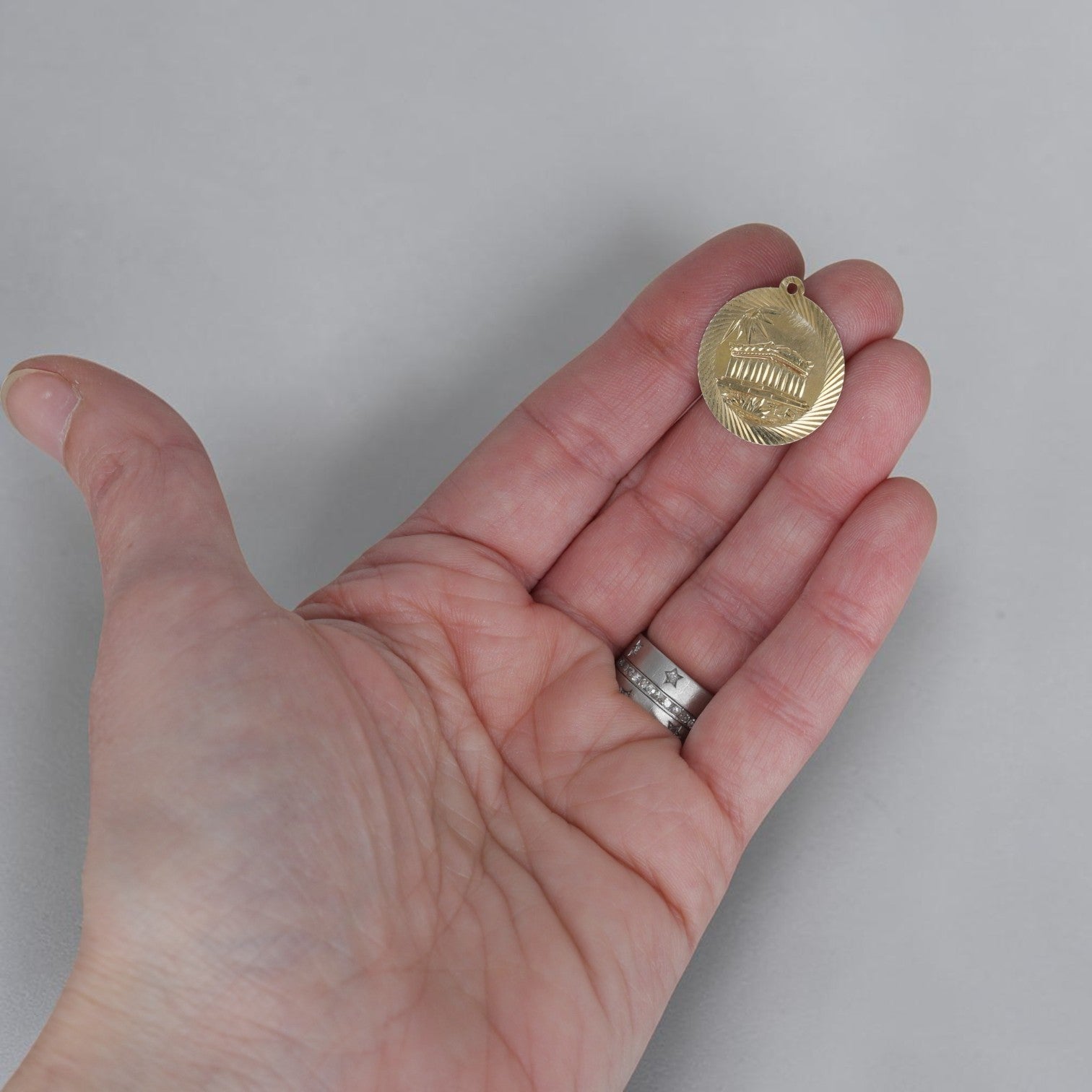 Vintage 1970s Acropolis Medallion Pendant | 14K Yellow Gold 585 Marked | Greek Disc Pendant | Petra Star - Petra Star