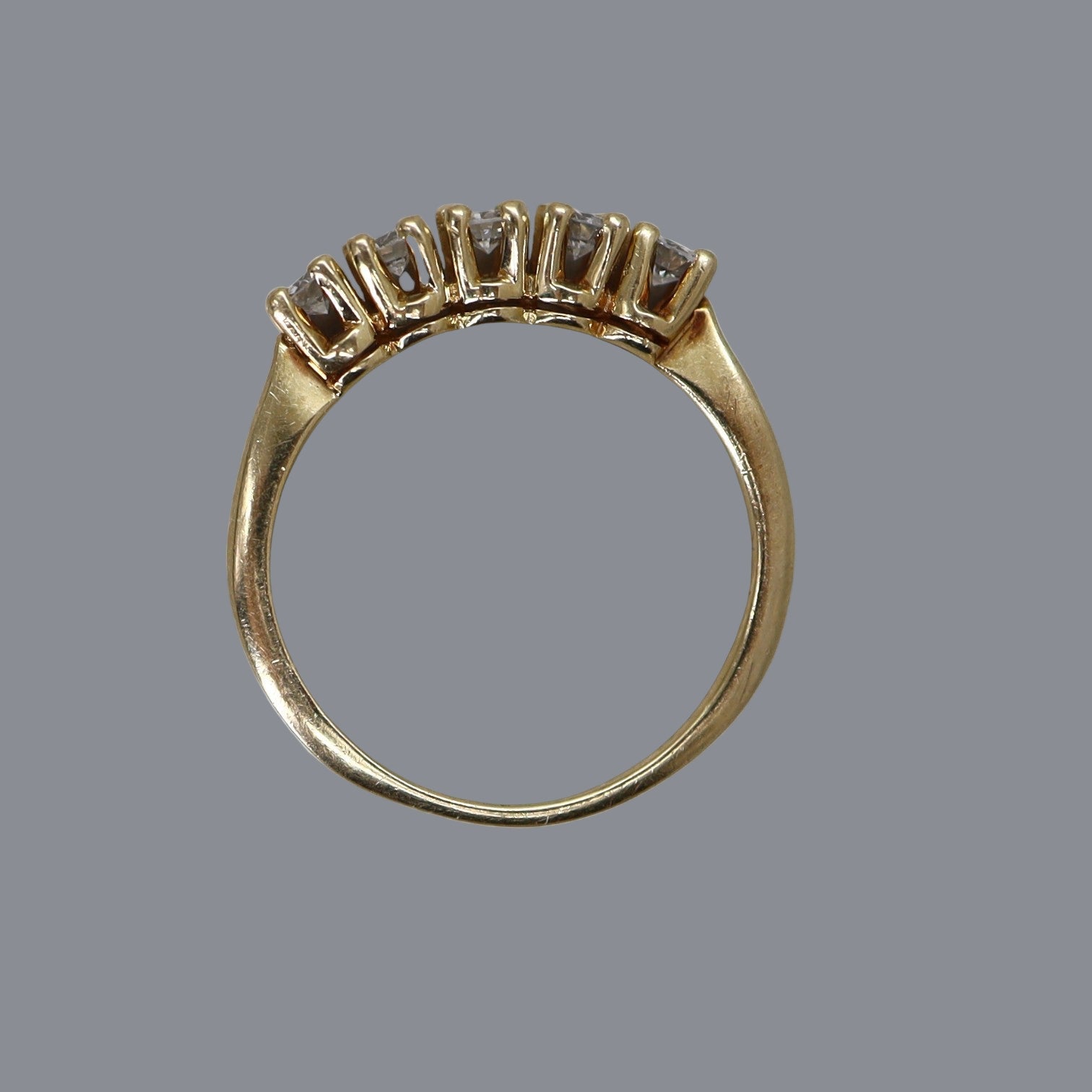 Vintage 1990s 14k Yellow Gold Half-Diamond Band - Petra Star