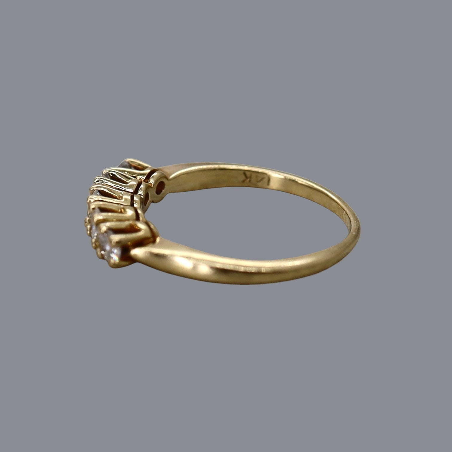 Vintage 1990s 14k Yellow Gold Half-Diamond Band - Petra Star