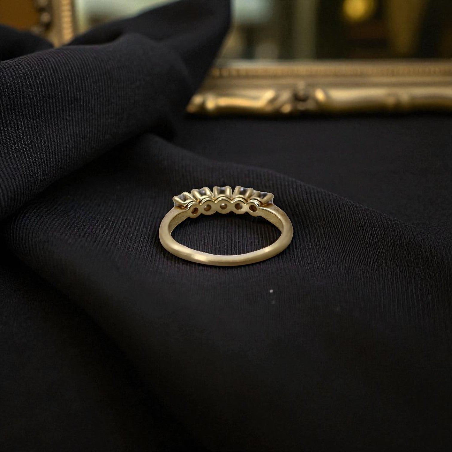 Vintage 1990s 14k Yellow Gold Half-Diamond Band - Petra Star